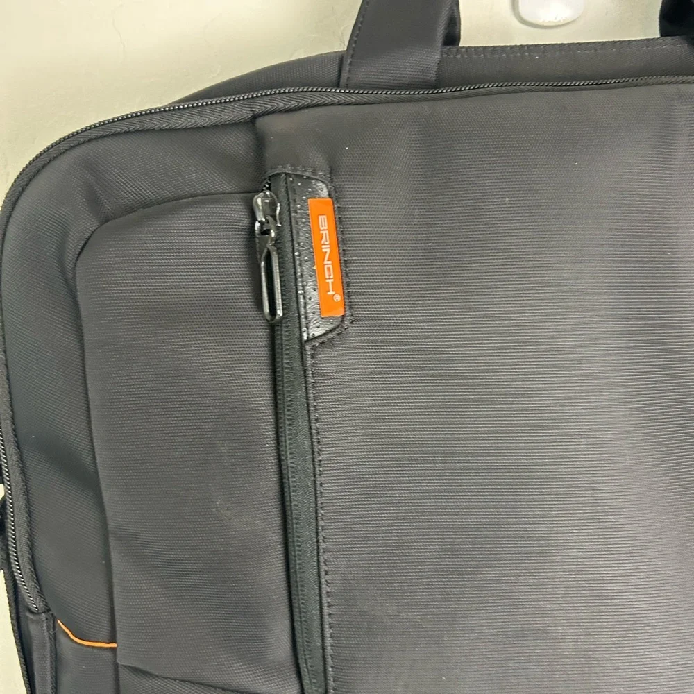 Brinch Black and Orange Laptop Bag with Professional Design